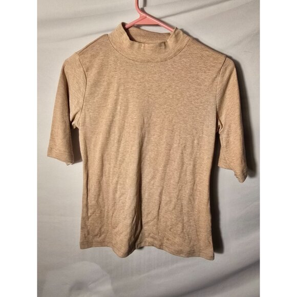 Liyohon Mock Neck Shirt Top Sweater Tan Womens Size Small New - Picture 1 of 2